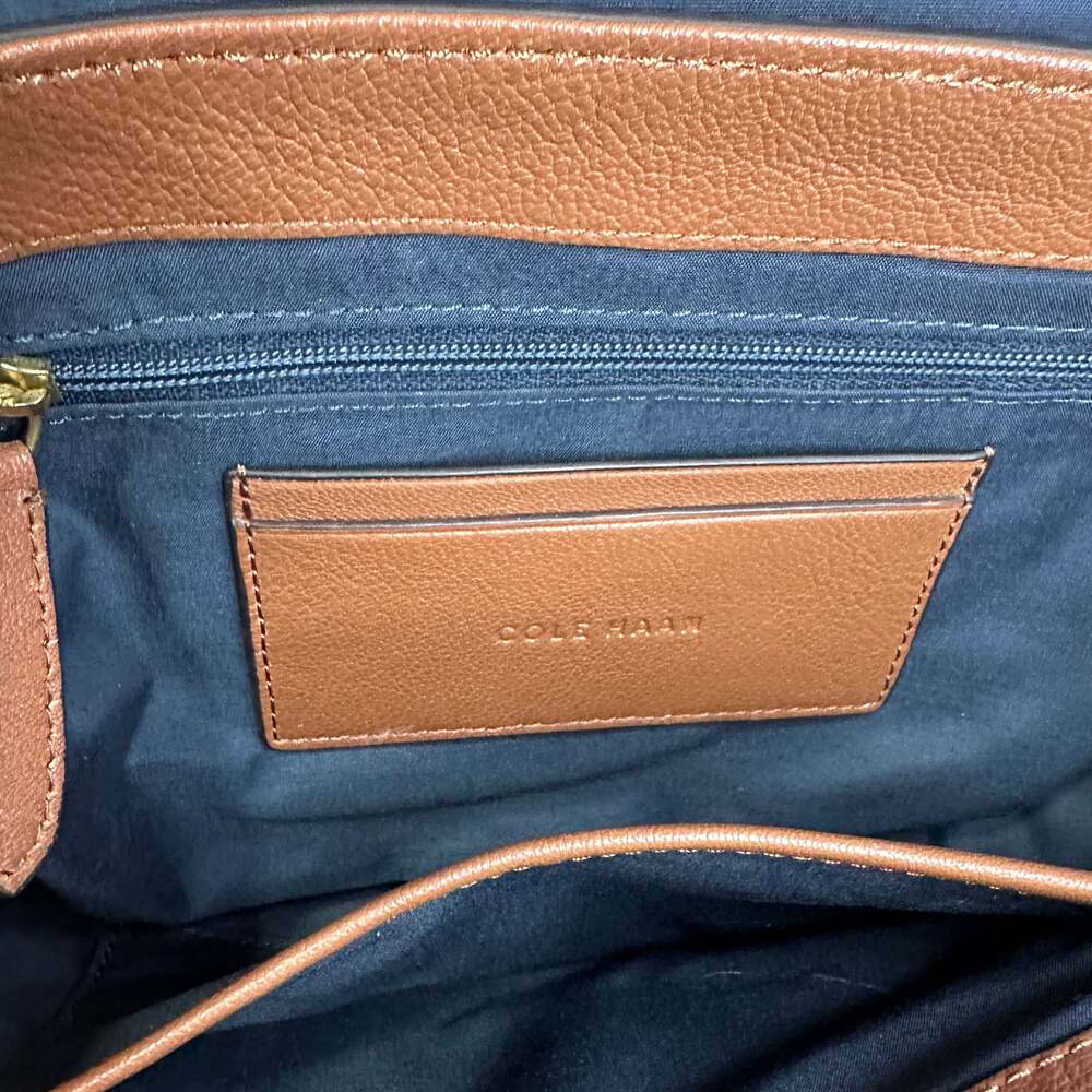 Cole Haan 100% Brown Leather Crossbody Bag Gold Hardware Flap Closure Vintage - Picture 4 of 9